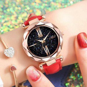 USA DEALS NOW Round Dial Analog Display Quartz Watch PU Leather Strap BLACK ONLY